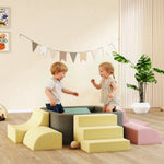 Parcours motricité bébé modulable en mousse 7 pièces housse lavable en velours côtelé 174 x 174 x 30 cm multicolore