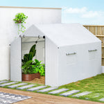Invernadero de jardín tipo túnel 2 x 3 m, 6 m² con puerta enrollable, 4 ventanas, - Acero galvanizado PE Alta densidad Blanco