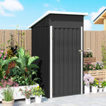 Abri de jardin en métal, cabane de jardin, porte verrouillable, toit incliné, aérations et gants, 107,5x91x185cm, gris