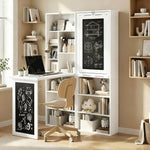 Bureau avec rangement pliable murale rabattable avec bibliothèque poste de travail tableau à craie et étagère réglable