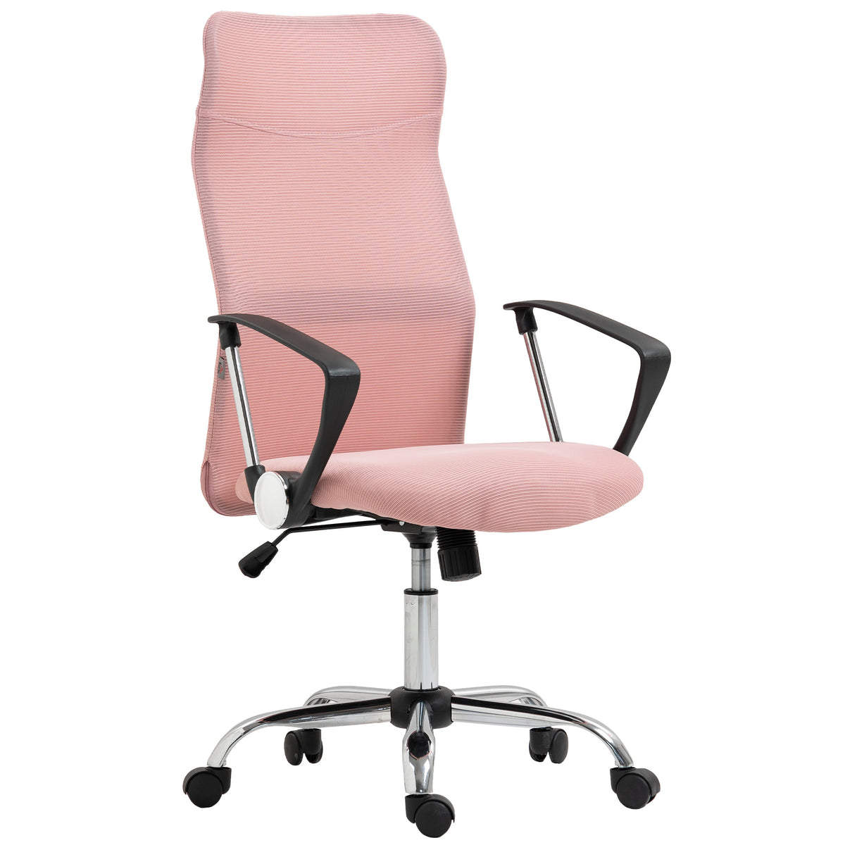 Fauteuil de bureau manager dossier ergonomique hauteur assise réglable pivotant tissu maille 63x65x119109-119cm rose