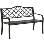 Banc 3 Places de Jardin terrasse Style Rural Chic 128L x 60l x 89H cm métal époxy anticorrosion Fonte Brun