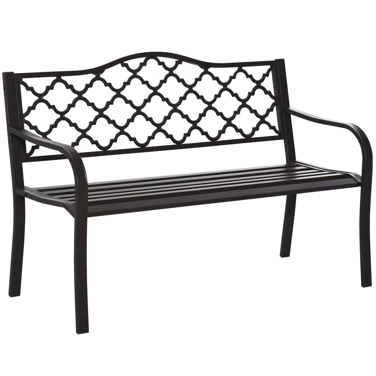 Banc 3 Places de Jardin terrasse Style Rural Chic 128L x 60l x 89H cm métal époxy anticorrosion Fonte Brun