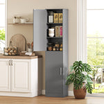 Mobile colonna per bagno con 2 ante e 4 ripiani regolabili, 40 x 35 x 180 cm, grigio