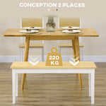 Banc en bois pour 2 personnes bicolore assise naturelle et piètement blanc 102 x 36 x 45 cm