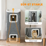 Tour pour chat 4 niveaux, arbre à chat stable boules de jeu plateforme supérieure bord en peluche, 41x 41 x 100 cm, gris