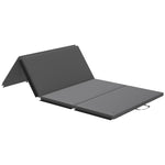 Tapis de gymnastique yoga pilates fitness pliable en 4 avec poignées revêtement synthétique 240 x 120 x 5 cm gris
