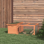 Clapier d'extérieur, cage lapin avec enclos, toit en asphalte, cadre en bois, 125,5 x 100 x 49 cm, orange