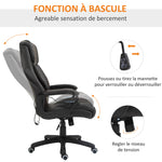 Fauteuil de bureau massant  fauteuil bureau ergonomique grand confort hauteur réglable fonction dossier à bascule revêtement synthétique brun