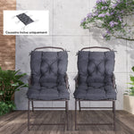 2er-Set Outdoor-Stuhlkissen, Sitzkissen mit Befestigungsbändern, Gartenkissen für Terrasse oder Balkon, 98 x 50 x 8 cm, grau