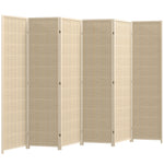 Paravent en bois séparateur de pièce closion de séparation pliable 6 panneaux 270 x 180 cm bois naturel