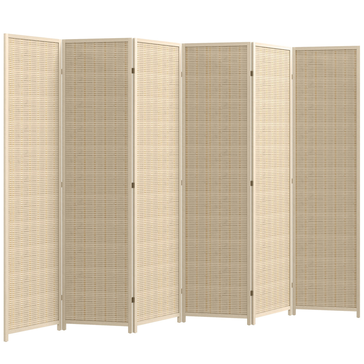 Paravent en bois séparateur de pièce closion de séparation pliable 6 panneaux 270 x 180 cm bois naturel
