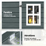 Abri de Jardin Cabanon de Stockage Plancher Structure Aluminium 3 Fenêtres 2 Aérations 182x182x183cm Gris Effet Bois