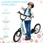 Trottinette patinette pour Enfants à partir de 5 Ans Grands pneus en Caoutchouc Guidon réglable poignée Frein et béquille Acier Charge max. 100 Kg Bleu