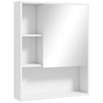 Armoire murale salle de bain avec miroir, meuble salle de bain, 5 compartiments et étagère réglable, 60x15x76cm, blanc