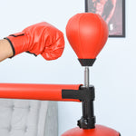 Sac de frappe sur pieds punching ball brunier 3 en 1 avec ballon de vitesse bras flexible rotatif hauteur réglable revêtement synthétique base HDPE dim. 88L x 48l x 155-205H cm noir rouge