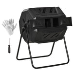 Composteur de Jardin - bac à Compost pour déchets - Rotatif 360° - Double Chambre 160 L - Acier PP Noir