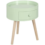 Table basse table de chevet table de nuit ronde design scandinave bout de canapé avec tiroir pieds effilés inclinés