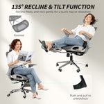 Chaise Bureau Ergonomique avec Accoudoirs 4D Appui-Tête et Profondeur d'Assise Réglables Maille Gris