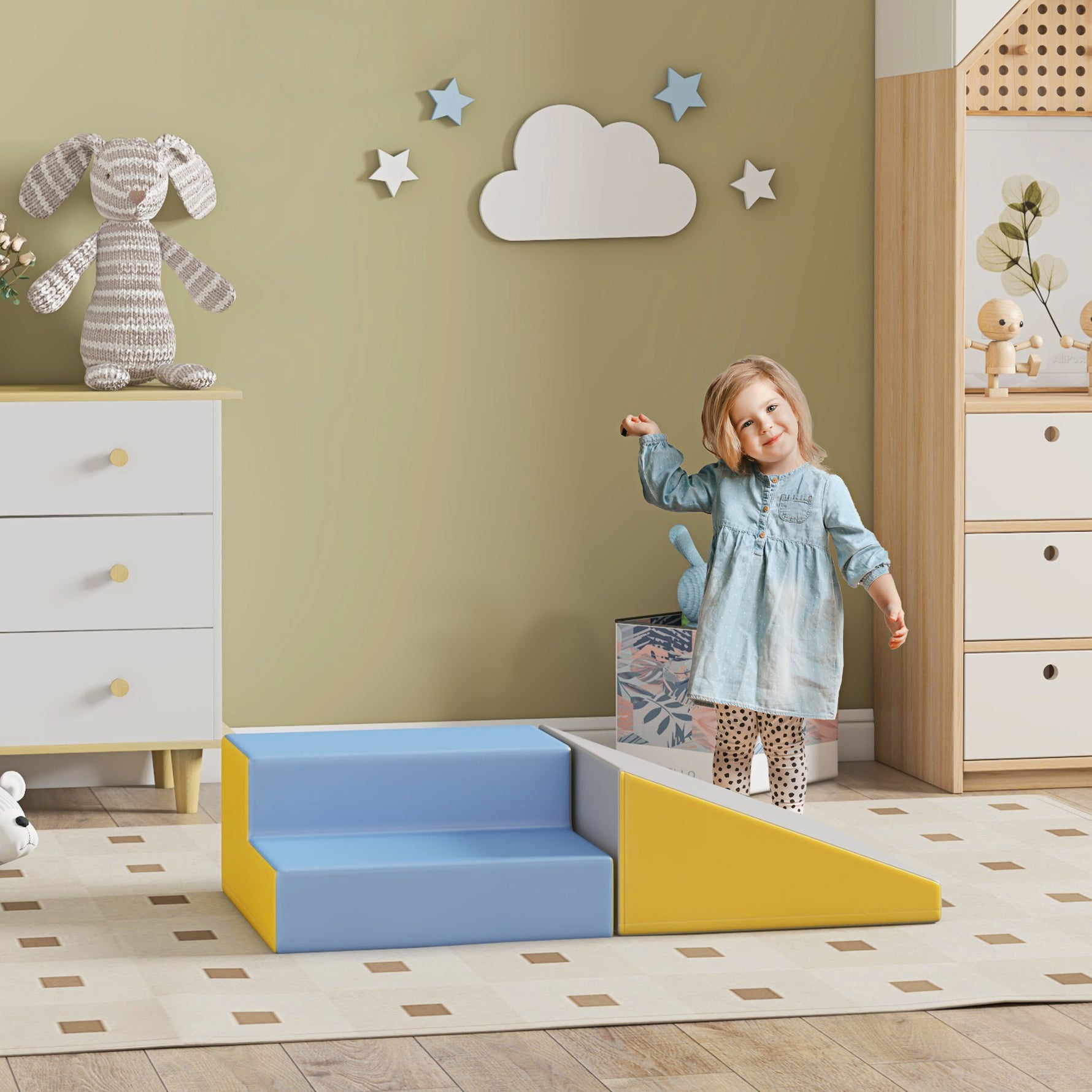 Parcours motricité bébé jouets d'escalade modulable 2 briques géantes en mousse 50 x 50 x 25 cm multicolore