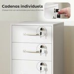 Caisson de Bureau Mobile avec 3 Tiroirs Verrouillables, Caisson de Rangement sur Roulettes, 40 x 40 x 69,5 cm, Blanc