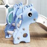 Toboggan pour enfants 3 en 1 en forme de girafe avec panier de basket, escalade et ballon, 106 x 51,5 x 52 cm, bleu
