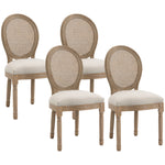Lot de 4 chaises de Salle à Manger - Chaise de Salon médaillon Style Louis XVI - Bois Massif sculpté, patiné