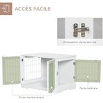 Cage pour chien animaux 2 en 1 table d'appoint meuble cage chien intérieur avec 2 portes verrouillables - dim. 76L x 54.5l x 56H cm - Métal et MDF