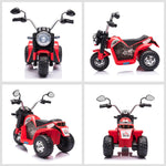Elektrisches Kinder-Chopper-Geländemotorrad 6 V 20 W, Vorwärts- und Rückwärtsgang, 3 Räder, Licht- und Soundeffekte, Rot-Schwarz