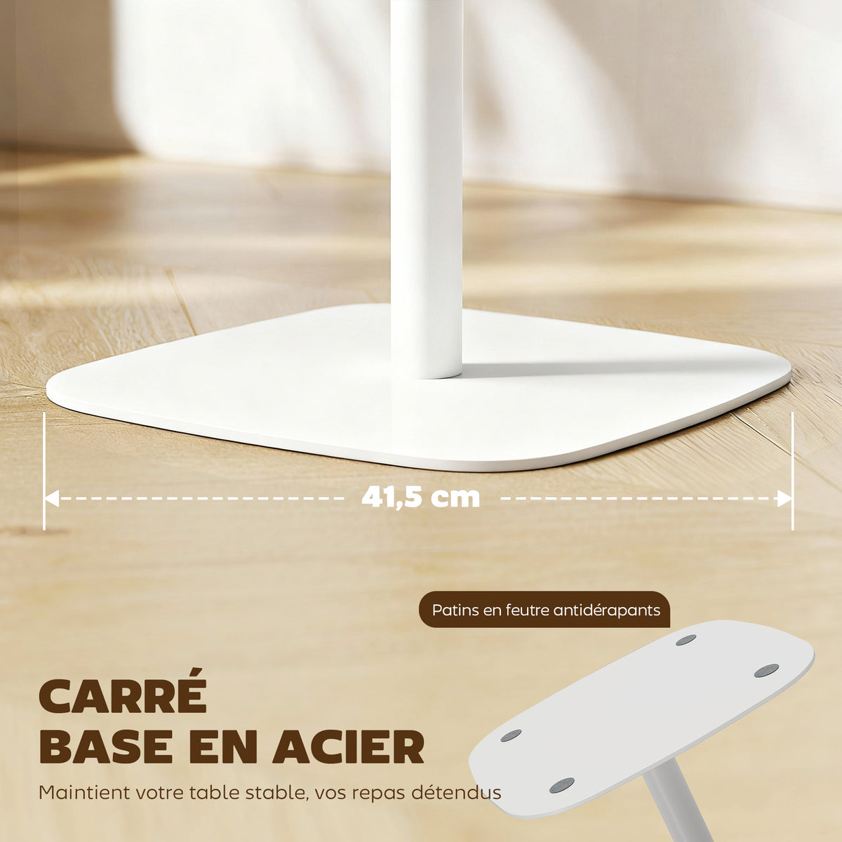 Tavolo da pranzo quadrato per 2 persone tavolo da cucina piano effetto legno base quadrata 60x60x75cm effetto legno naturale
