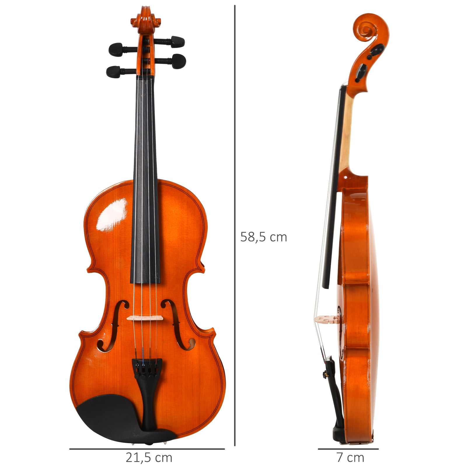 Violon 4/4 pleine grandeur avec étui, accordeur, épaulière, archet, colophane, cordes rechange et chiffon