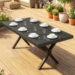 Table de Jardin Extensible Aluminium Table de Repas Extérieure Effet Bois 8-10 Personnes 214x85x73cm Gris Anthracite
