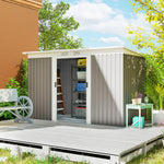 Abri de jardin 3,6 m² remise à outils avec kit de fondation en acier galvanisé 280 x 130 x 172 cm, gris clair