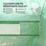 Serre de jardin 4 x 3 x 2m avec portes enroulables et grandes fenêtres, serre tunnel de jardin, vert