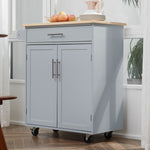 Carrito de cocina con ruedas, carrito de servicio, isla de cocina con cajón, armario y toallero - gris