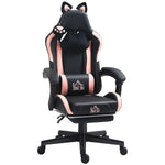 Chaise gaming ergonomique avec Oreilles de Chat, fauteuil gamer avec dossier inclinable, 65 x 62 x 124 cm, noir