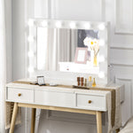 Miroir maquillage Hollywood lumineux 12 LED tactile - luminosité réglable, fonction mémoire - métal MDF blanc verre