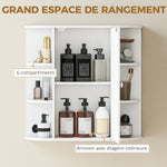 Armoire Murale avec Miroir Salle de Bain Meuble Miroir avec Rangement Toilettes 1 Porte + étagères latérales