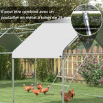 Grand perchoir échelle pour poules 4 niveaux avec barreaux en bois et structure métal 140 x 86 x 2,5 cm argent naturel