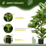 Lot de 2 plantes artificielles figuiers artificiels à feuilles arbre artificiel avec pot inclus hauteur 110 cm vert
