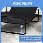 Lettino rialzato per cani e animali domestici con poggiatesta in tessuto microforato 106 x 81 x 33 cm nero