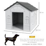 Niche pour Chien Extérieur avec Toit en Pente et Porte Avant Ouverte, pour Chiens Moyens et Grands, 84,2x98,2x82cm, Gris
