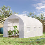 Folientunnel 8m², Garten-Gewächshaus mit 1 Tür und 6 Fenstern, PE-Folie 140g/m² 400x200x200cm weiß