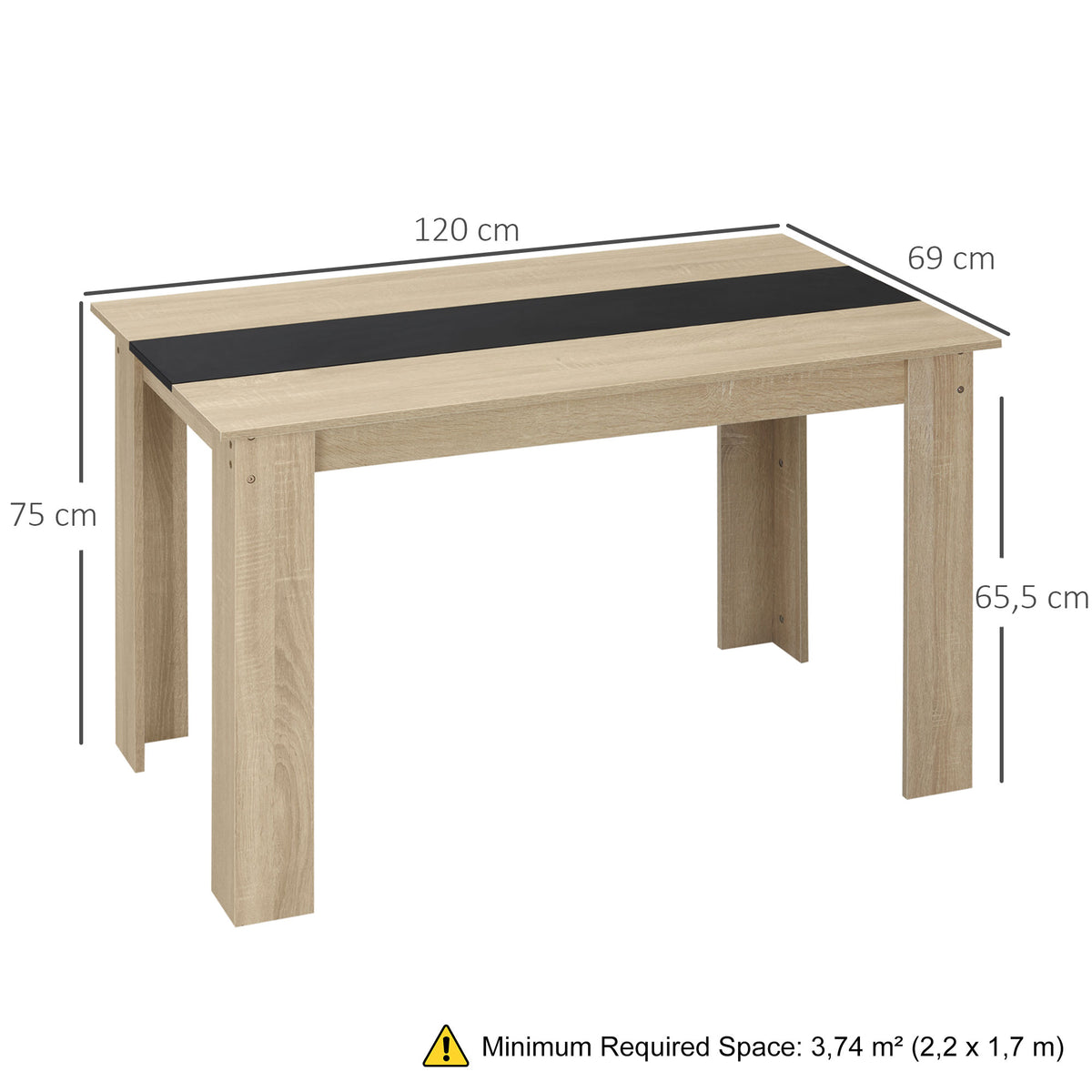 Eettafel keukentafel modern design met groot blad 2-4 personen van hout afm. 120L x 69B x 75H cm