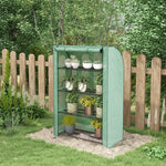 Mini serre de jardin à 4 étages avec bâche PE renforcée, porte enroulable et étagères 120 x 50 x 170 cm, vert