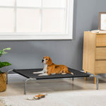 Lit pour chien chat XL grand confort sur pieds lit de camp 110 x 75 x 20 cm textilène micro-perforé noir