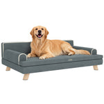 Canapé pour chien chat design scandinave coussin moelleux amovible pieds bois massif 100 x 62 x 32 cm gris