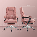 Fauteuil de bureau massant et chauffant hauteur réglable dossier inclinable télécommande repose-pieds rétractable rose