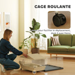 Cage cochon d'inde cage pour petits animaux avec parc amovible tapis imperméable mangeoire à foin 108 x 71 x 57 cm beige