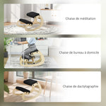 Siège assis genoux, siège ergonomique en bois avec fonction à bascule, chaise à genoux réglable pour bureau à domicile